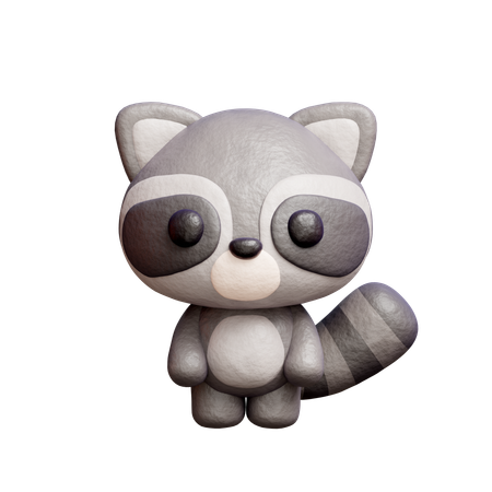 Cute Raccoon Character  3D Icon