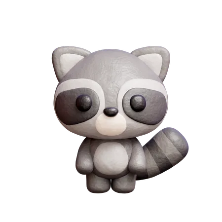 3 D Cute Raccoon Cartoon Animal Character 3D Icon