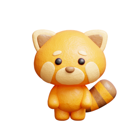Cute Red Panda Character  3D Icon