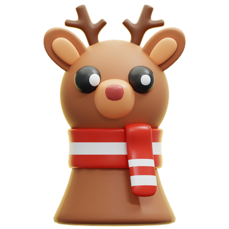 Cute Reindeer With Scarf  3D Icon