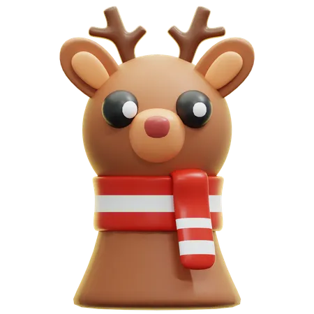 Cute Reindeer With Scarf  3D Icon