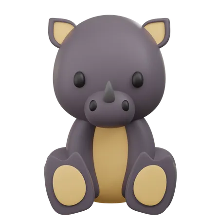 Cute Rhino  3D Icon