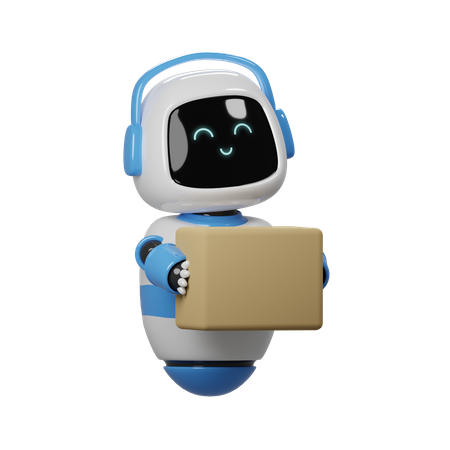 Cute Robot Bring Box  3D Icon