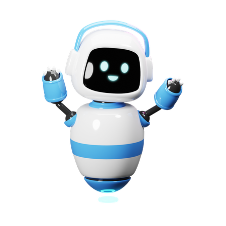 Cute Robot Happy  3D Illustration