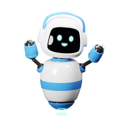 Cute Robot Happy  3D Illustration