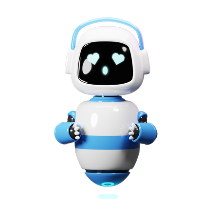 Cute Robot Love Something  3D Icon