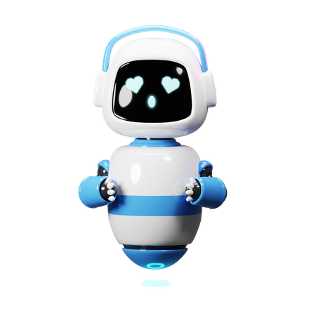 Cute Robot Love Something 3D Illustration