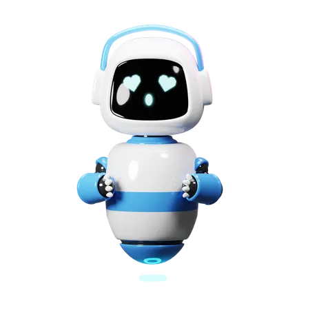 Cute Robot Love Something  3D Illustration
