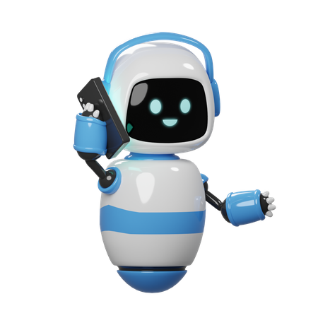 Cute Robot on Call  3D Icon