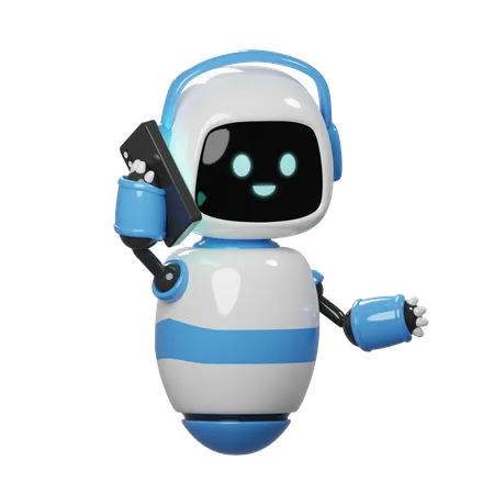 Cute Robot on Call  3D Icon