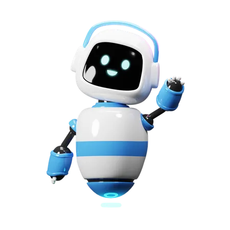 Cute Robot Say Hello  3D Illustration