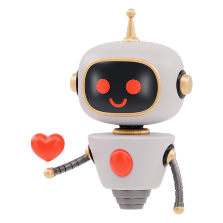 Cute Robot Showing Heart  3D Icon