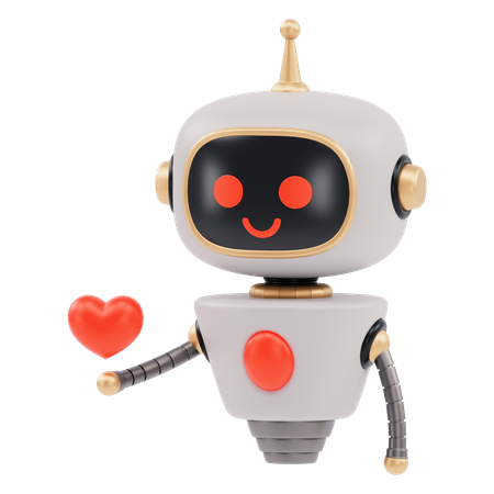 Cute Robot Showing Heart  3D Illustration