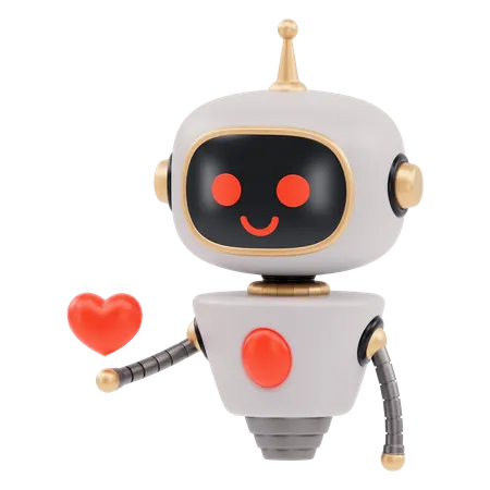Cute Robot Showing Heart  3D Illustration