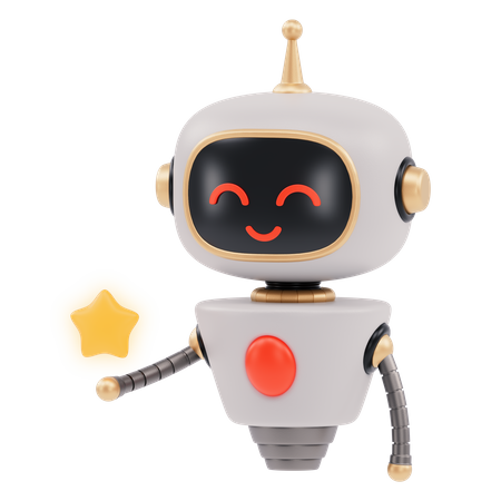 Cute Robot Showing Star  3D Illustration