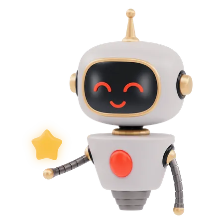 Cute Robot Showing Star  3D Illustration