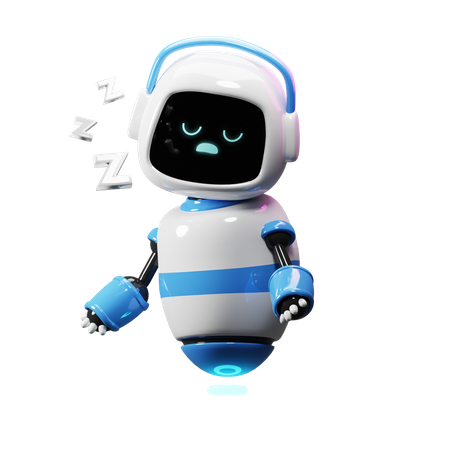 Cute Robot Sleepy  3D Illustration