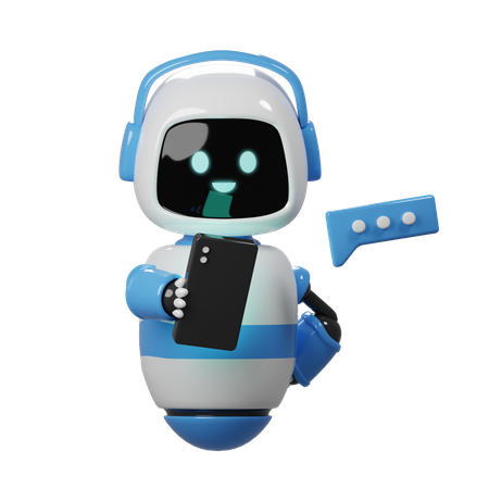 Cute Robot Texting a Message  3D Icon