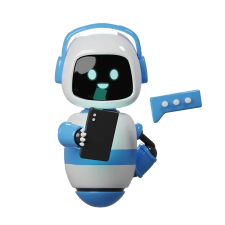Cute Robot Texting a Message  3D Icon