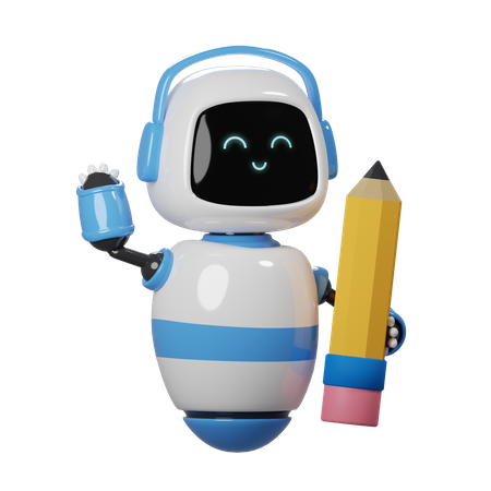 Cute Robot With Creative Idea  3D Icon