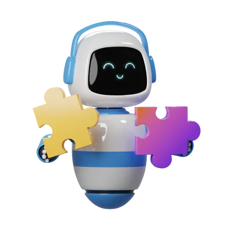 Cute Robot With Puzzle  3D Icon