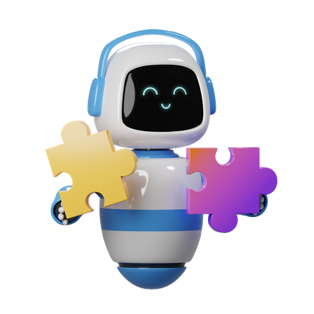 Cute Robot With Puzzle  3D Icon