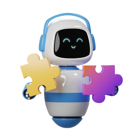 Cute Robot With Puzzle 3D Icon