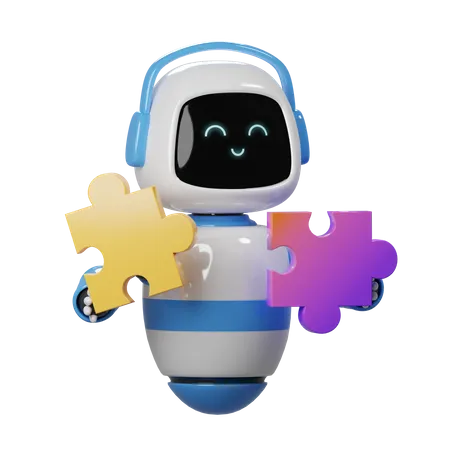 Cute Robot With Puzzle 3D Icon