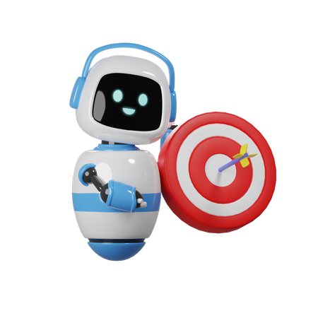 Cute Robot With Target  3D Icon