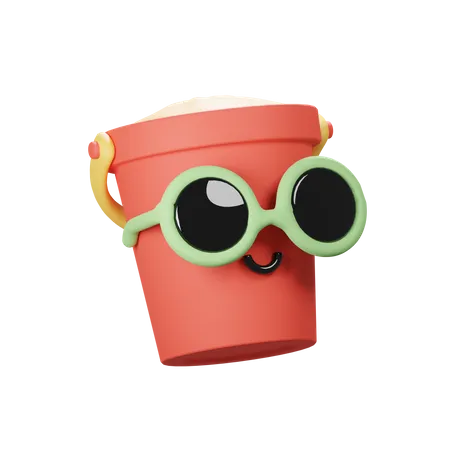 Cute Sand Bucket  3D Icon