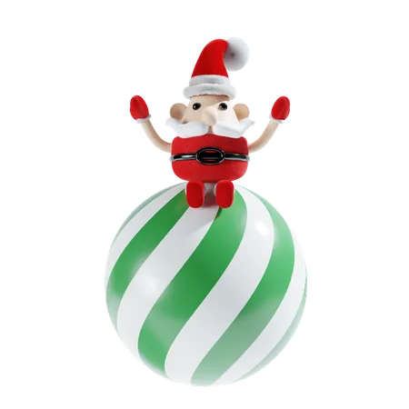 Cute Santa Claus With Ball 3D Illustration