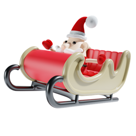 Cute Santa Claus With Carriage  3D Illustration