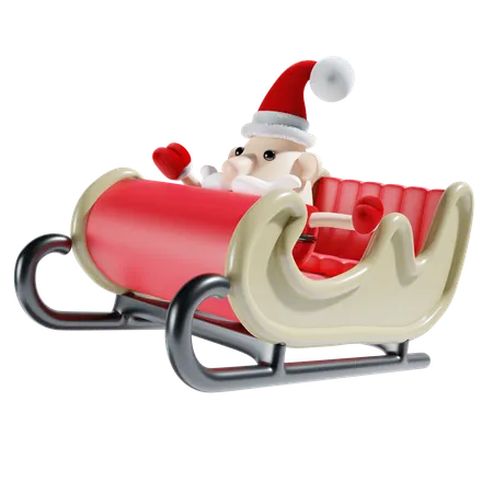 Cute Santa Claus With Carriage 3D Illustration