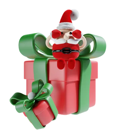 Cute Santa Claus With Gift 3D Illustration