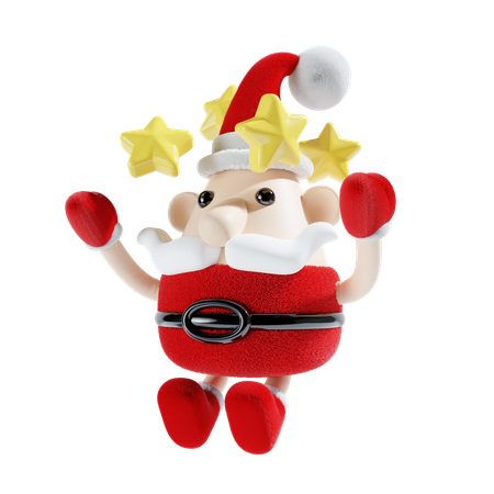 Cute Santa Claus With Star  3D Illustration