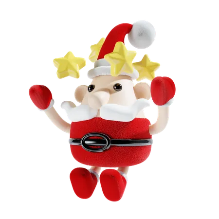 Cute Santa Claus With Star  3D Illustration