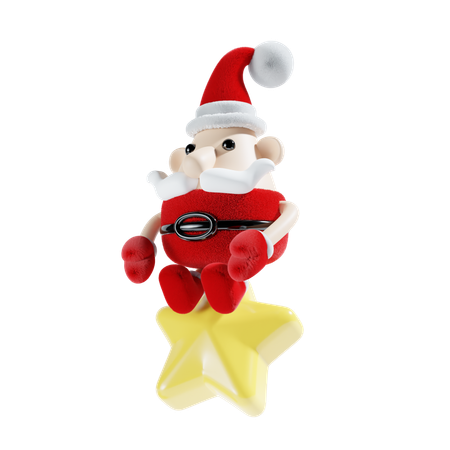 Cute Santa Claus With Star  3D Illustration