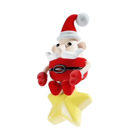 Cute Santa Claus With Star  3D Illustration