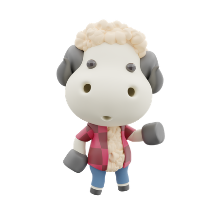 Cute Sheep  3D Illustration
