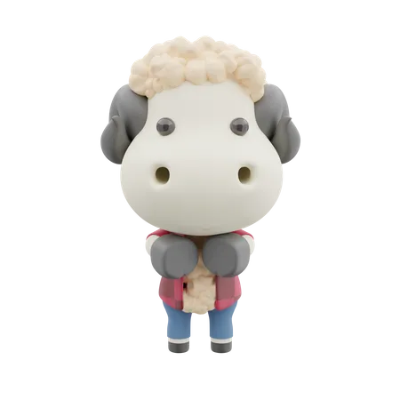 Cute Sheep  3D Illustration