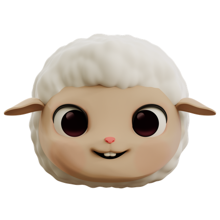 Cute Sheep Happy Emoji  3D Icon