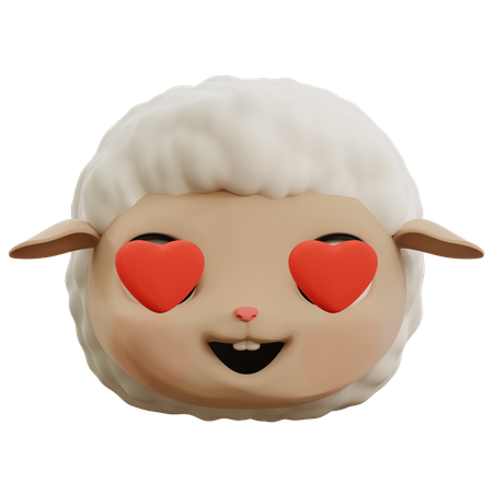 Cute Sheep Love Emoji  3D Icon