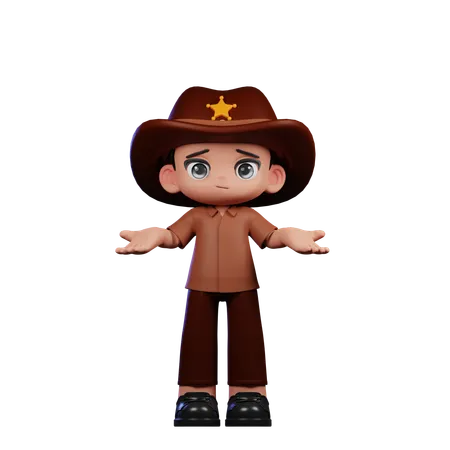 Cute Sheriff Doing No Idea  3D Illustration