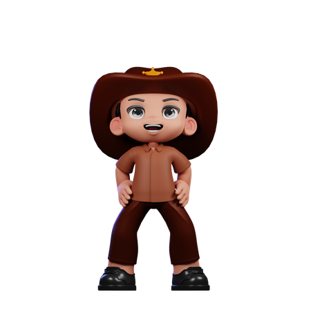 Cute Sheriff Doing Standing Laugh  3D Illustration