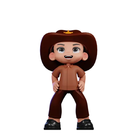 Cute Sheriff Doing Standing Laugh  3D Illustration