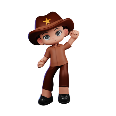 Cute Sheriff Giving Congrats  3D Illustration