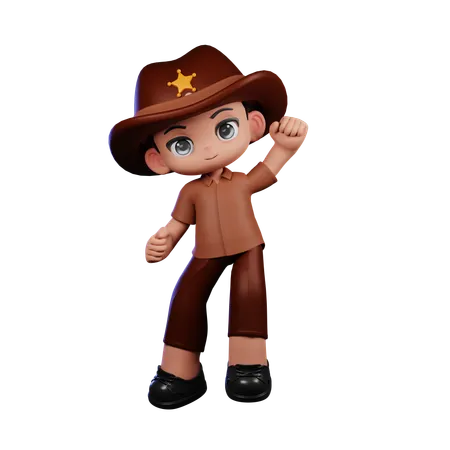 Cute Sheriff Giving Congrats  3D Illustration