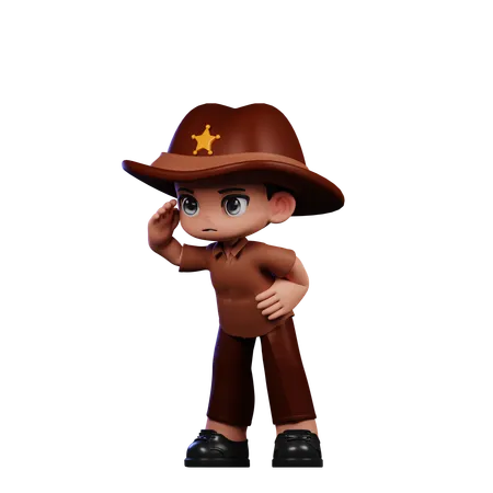 Cute Sheriff Giving Looking Pose  3D Illustration