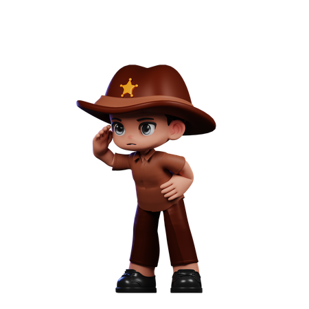 Cute Sheriff Giving Looking Pose  3D Illustration