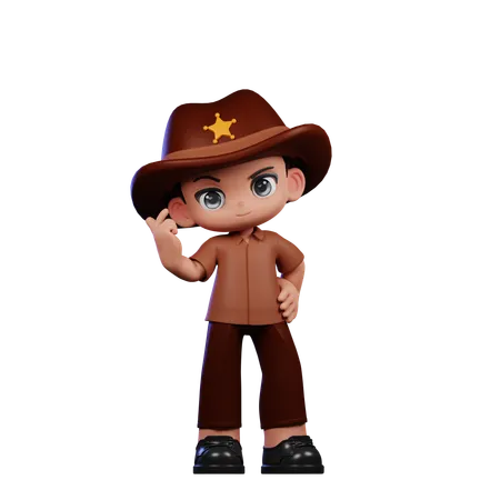 Cute Sheriff Giving Love Sign  3D Illustration